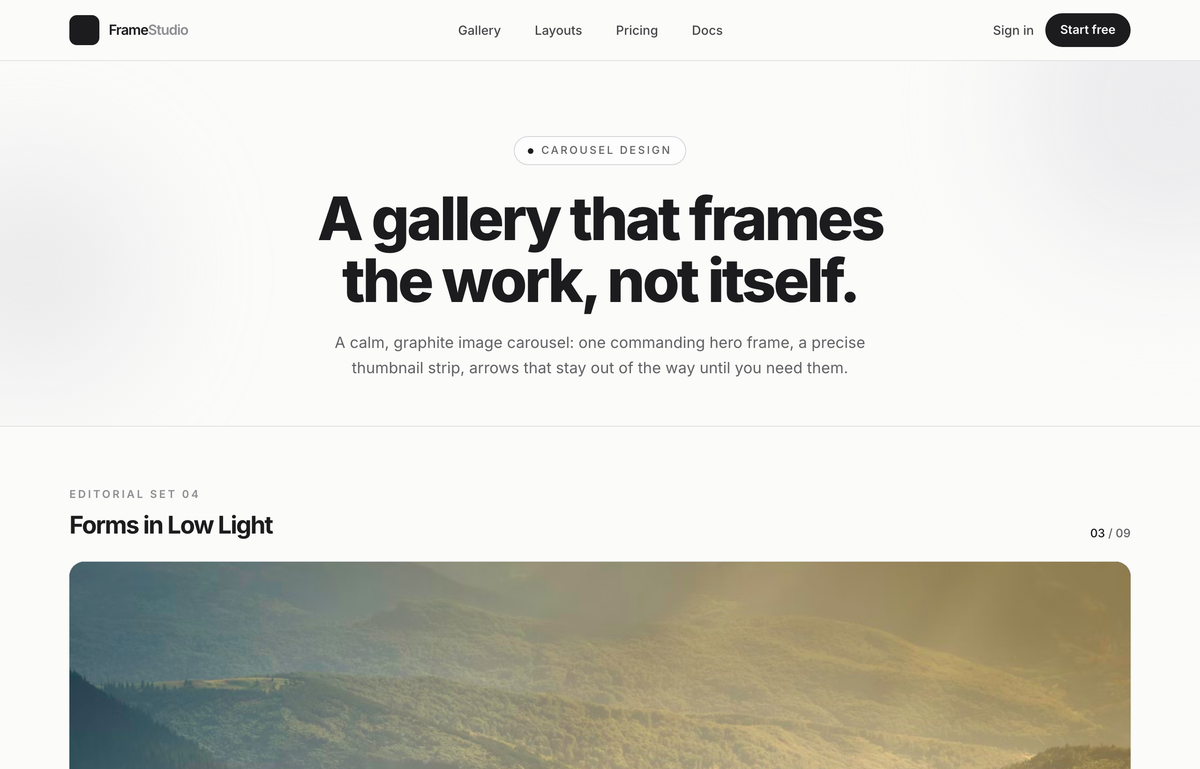Forms in Low Light — A Graphite Image Carousel preview
