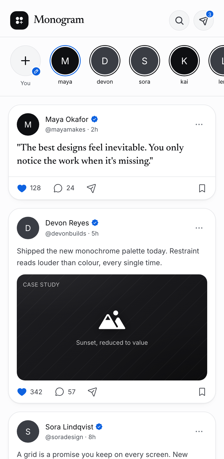 Monogram — Mono Editorial Social Feed preview