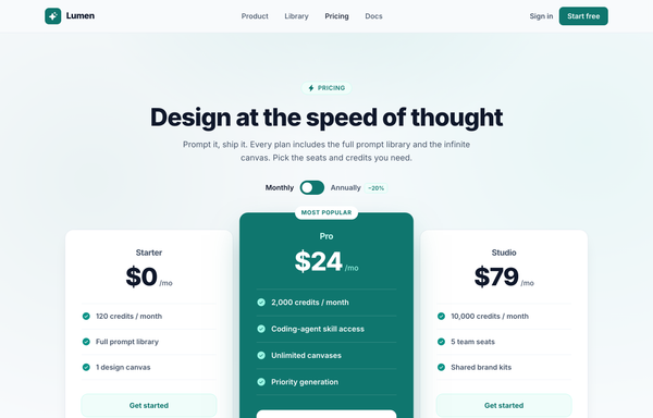 Design at the Speed of Thought - Lumen Pricing Tiers preview