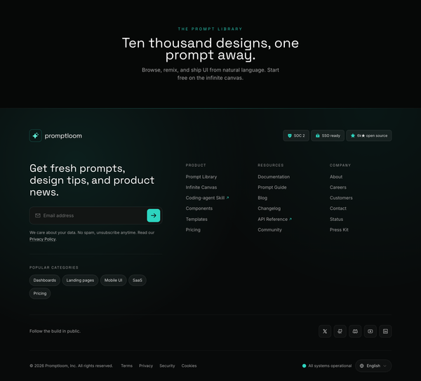 Teal-on-Ink Newsletter Mega Footer preview