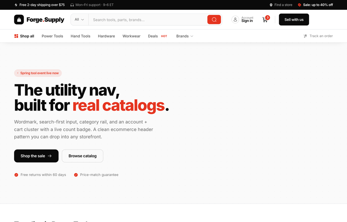 Forge.Supply — The Utility Nav, Built for Real Catalogs preview