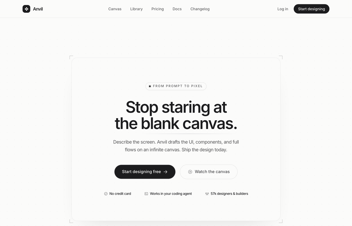 Anvil — Design, generated (minimal mono graphite CTA) preview