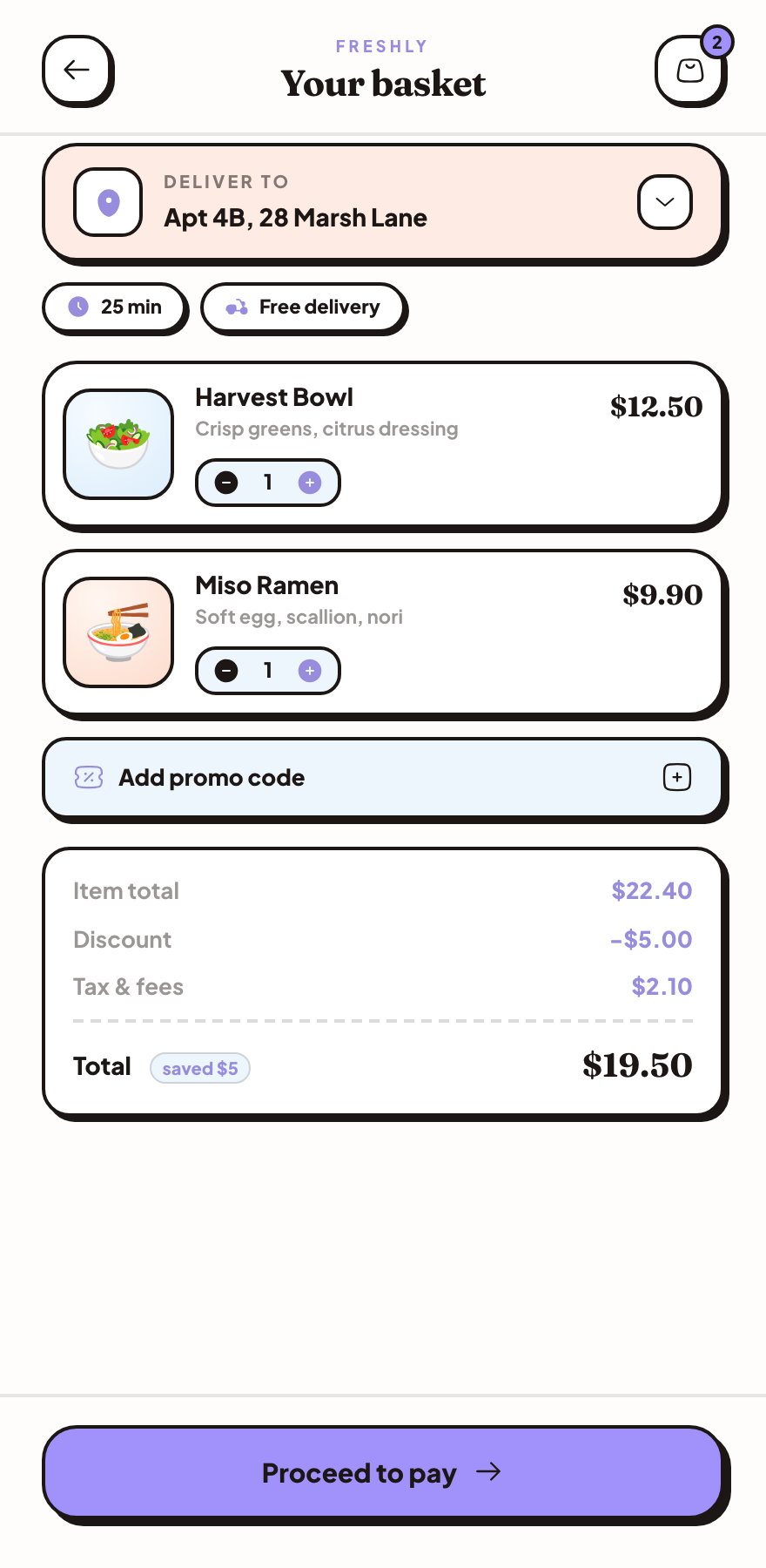 Neo-Brutalist Food Delivery Checkout preview