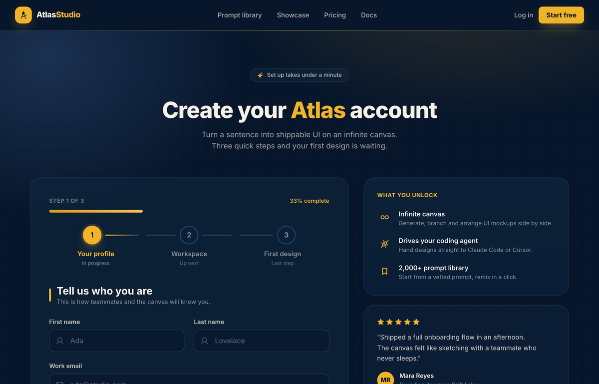 Atlas Studio — Charting Your Account, Step One of Three preview