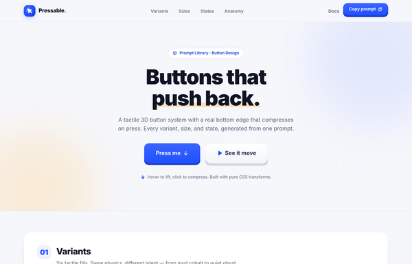 Pressable - A 3D Button System (cobalt) preview
