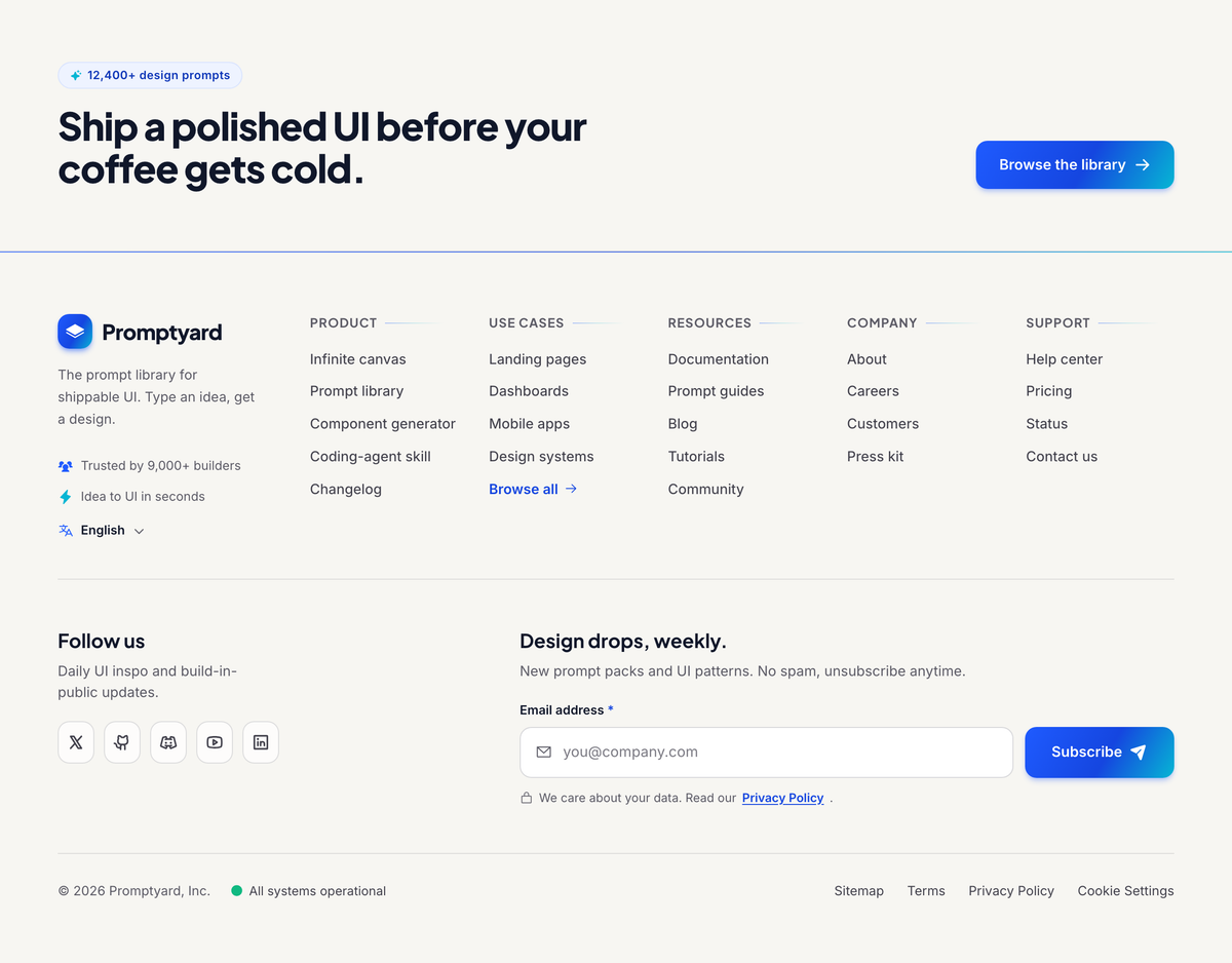 Cobalt & Paper Mega Footer preview