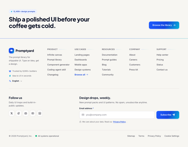 Cobalt & Paper Mega Footer preview