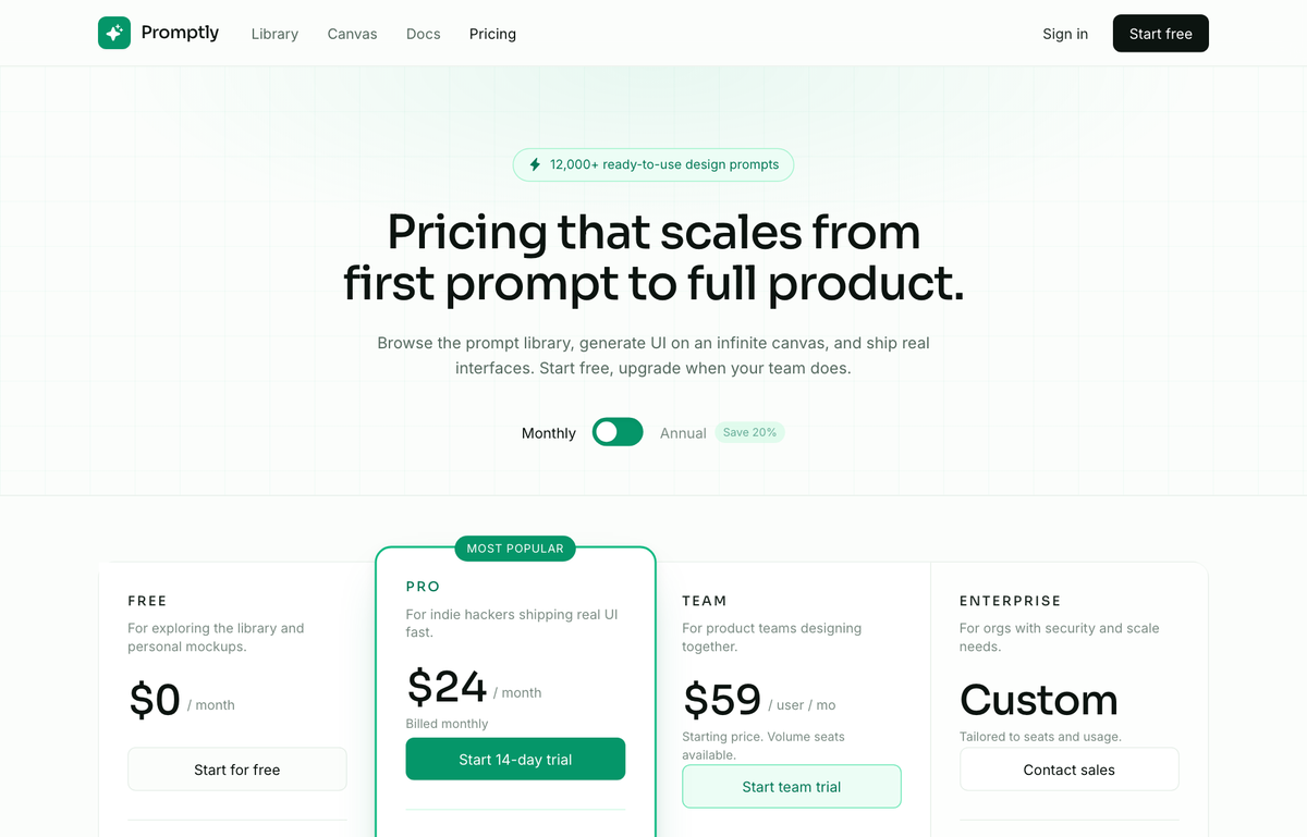 Emerald 4-Tier SaaS Pricing Table preview