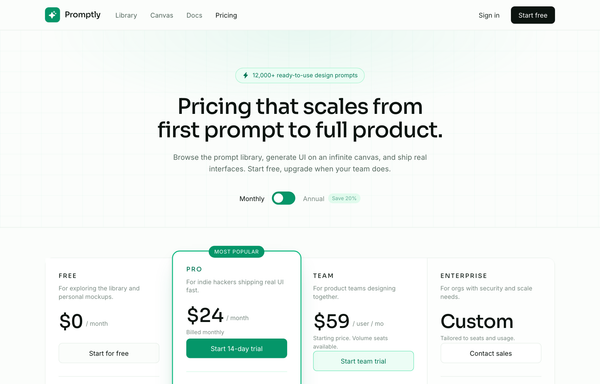 Emerald 4-Tier SaaS Pricing Table preview