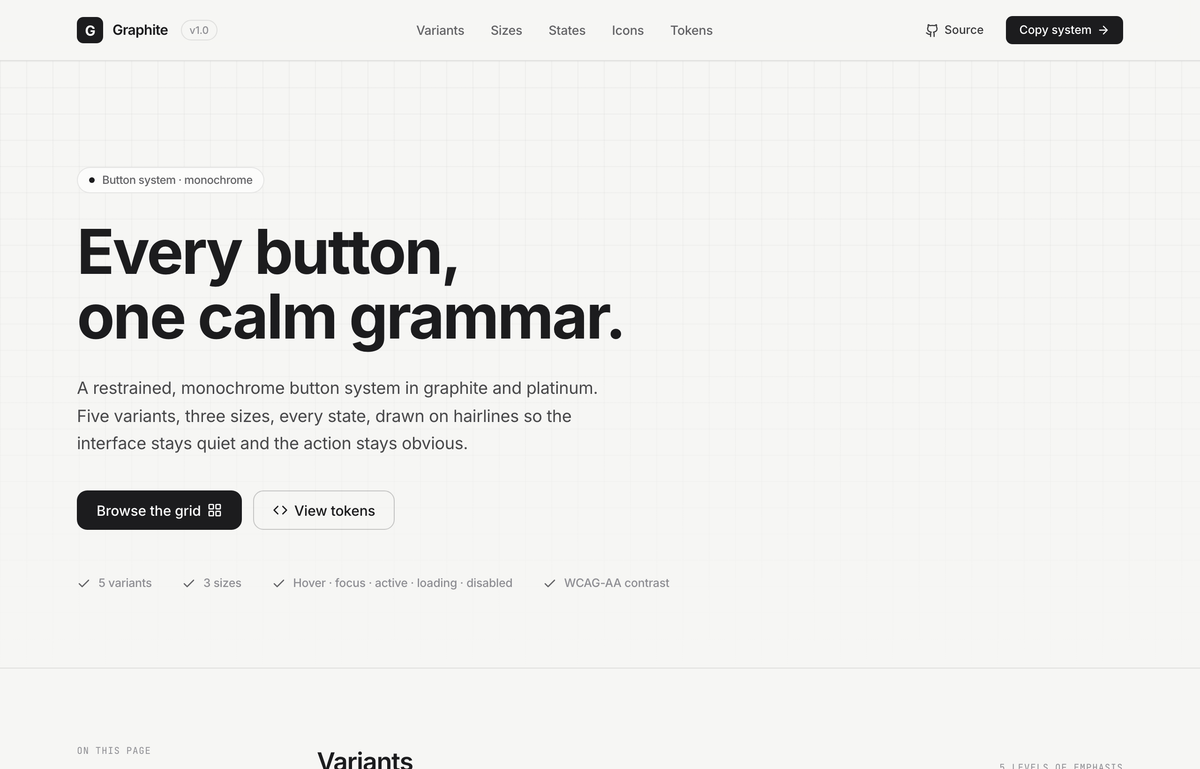 Graphite — Every button, one calm grammar. preview