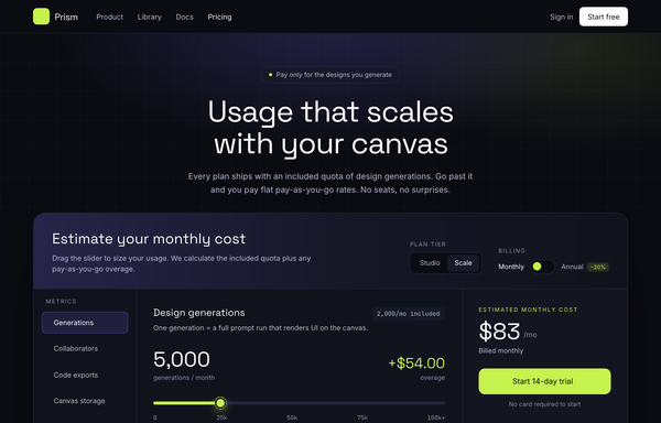 Electric Dark Usage-Based Pricing Calculator preview