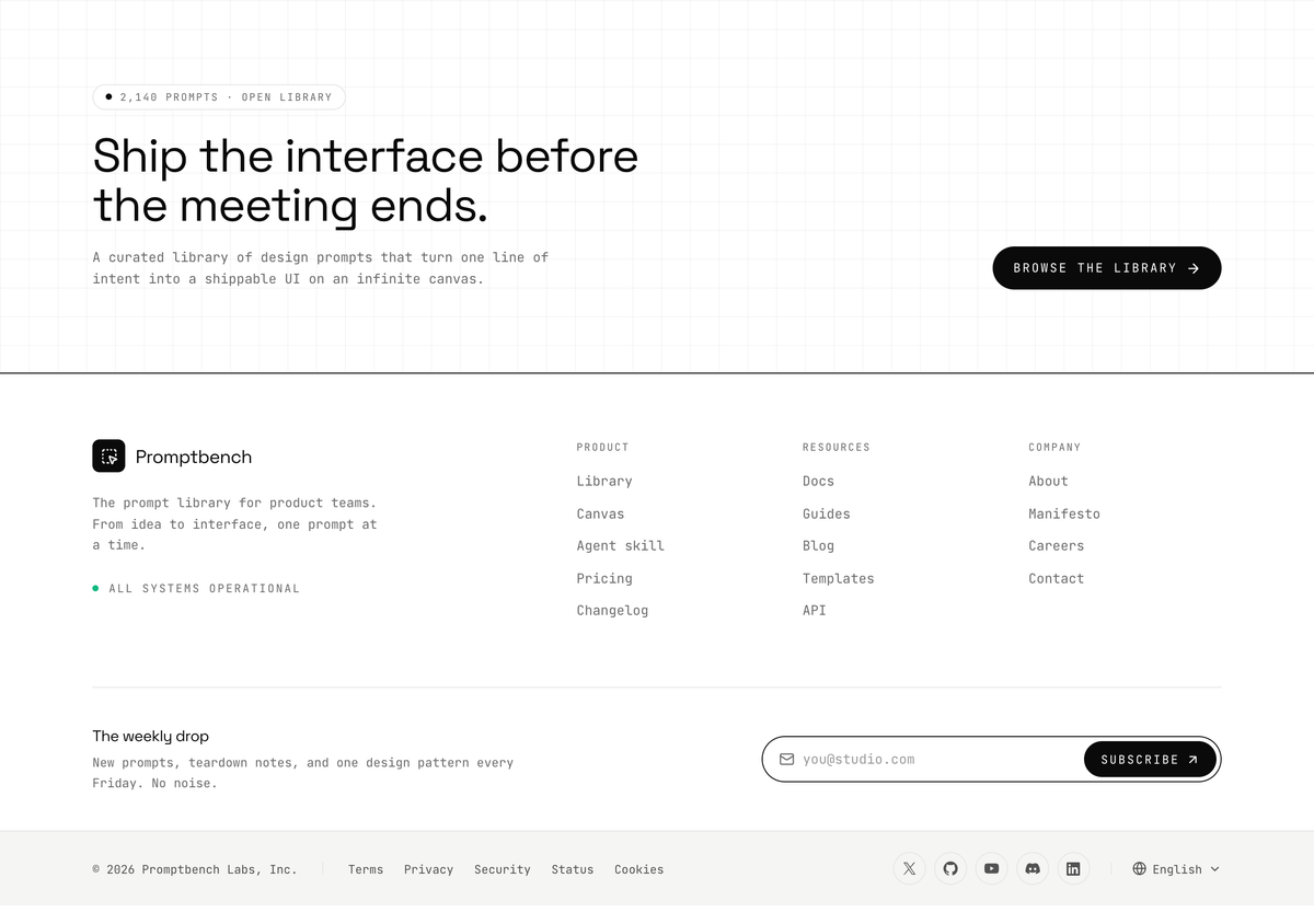 Ink & Paper Mono Slim-Bar Footer preview