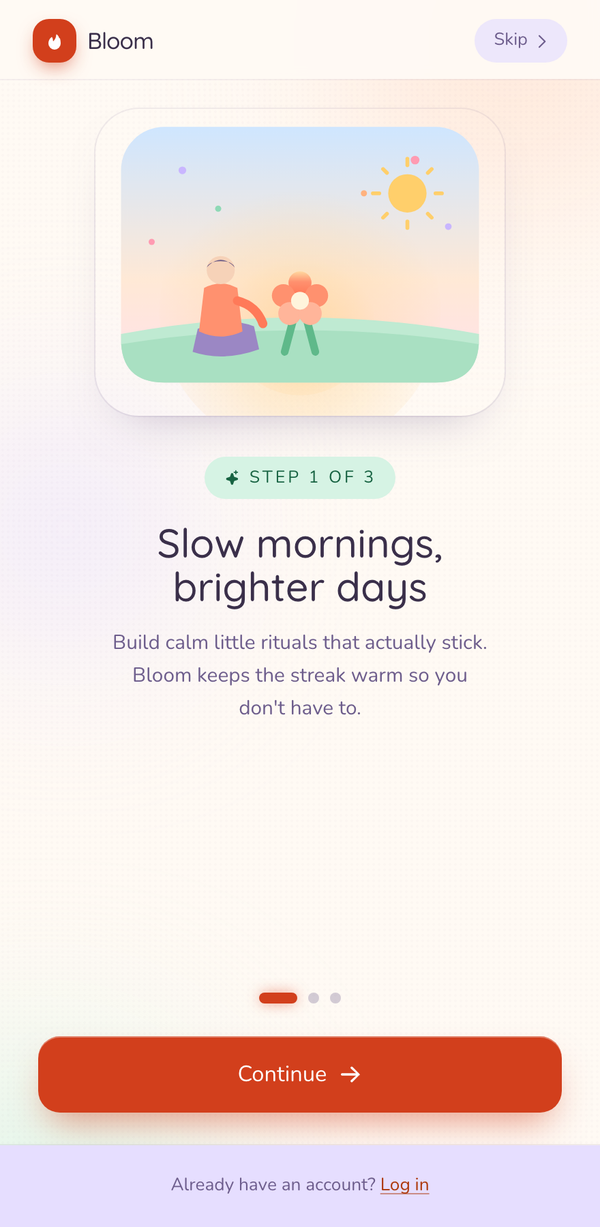 Pastel Bloom Onboarding preview