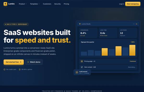 Lumira - Fintech Navy & Gold SaaS Website (icons fixed) preview