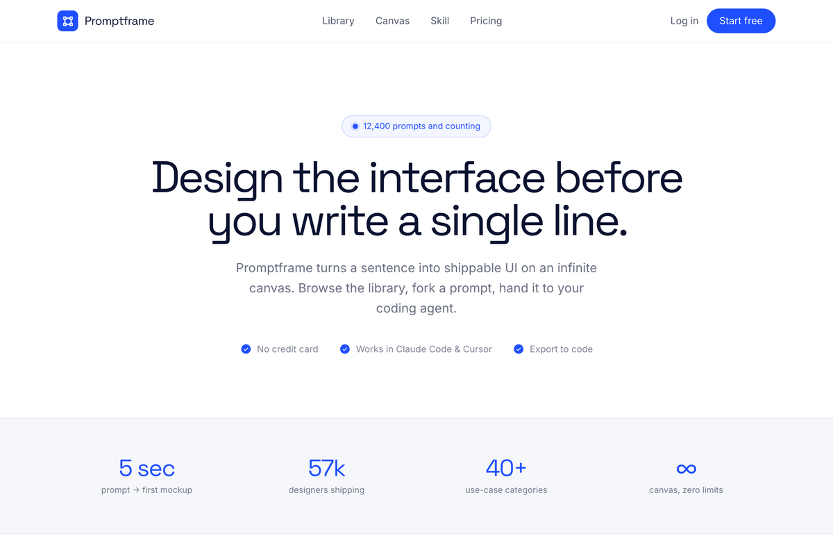 Promptframe — Full-Bleed Color-Block Cobalt CTA preview
