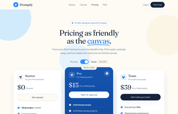 Cream & Sky Playful SaaS Pricing preview
