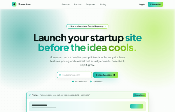 Momentum - Ship Your Startup Launch Before the Idea Cools preview