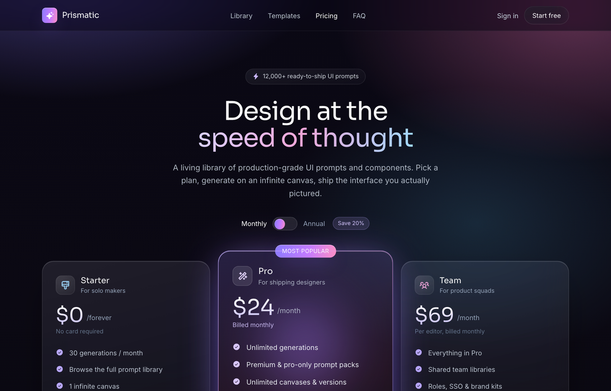 Aurora Glass SaaS Pricing preview