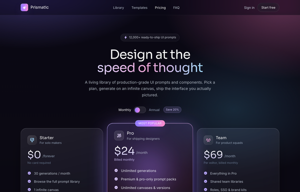 Aurora Glass SaaS Pricing preview