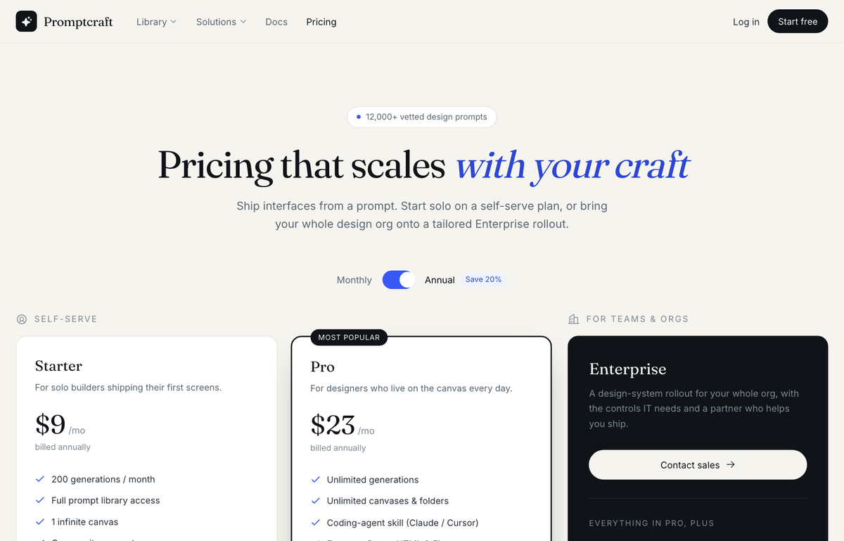Editorial Cream + Ink Two-Path SaaS Pricing preview