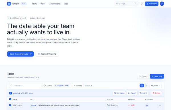 Tablekit - The data table your team actually wants to live in preview