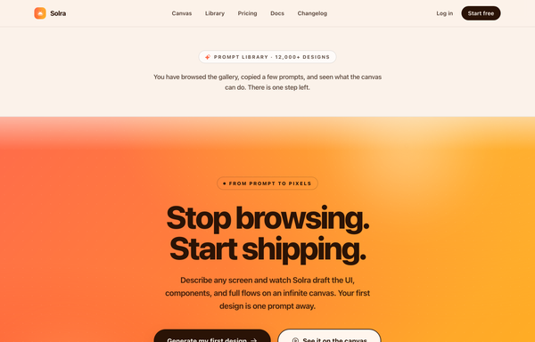 Solra - Centered Gradient Sunset CTA (legibility-fixed) preview