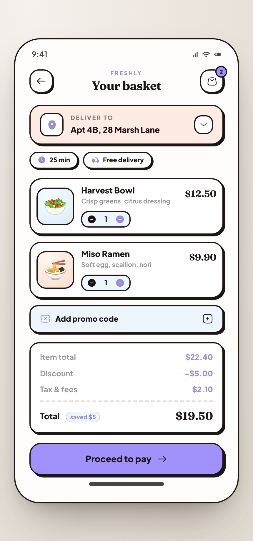 Neo-Brutalist Food Delivery Checkout preview