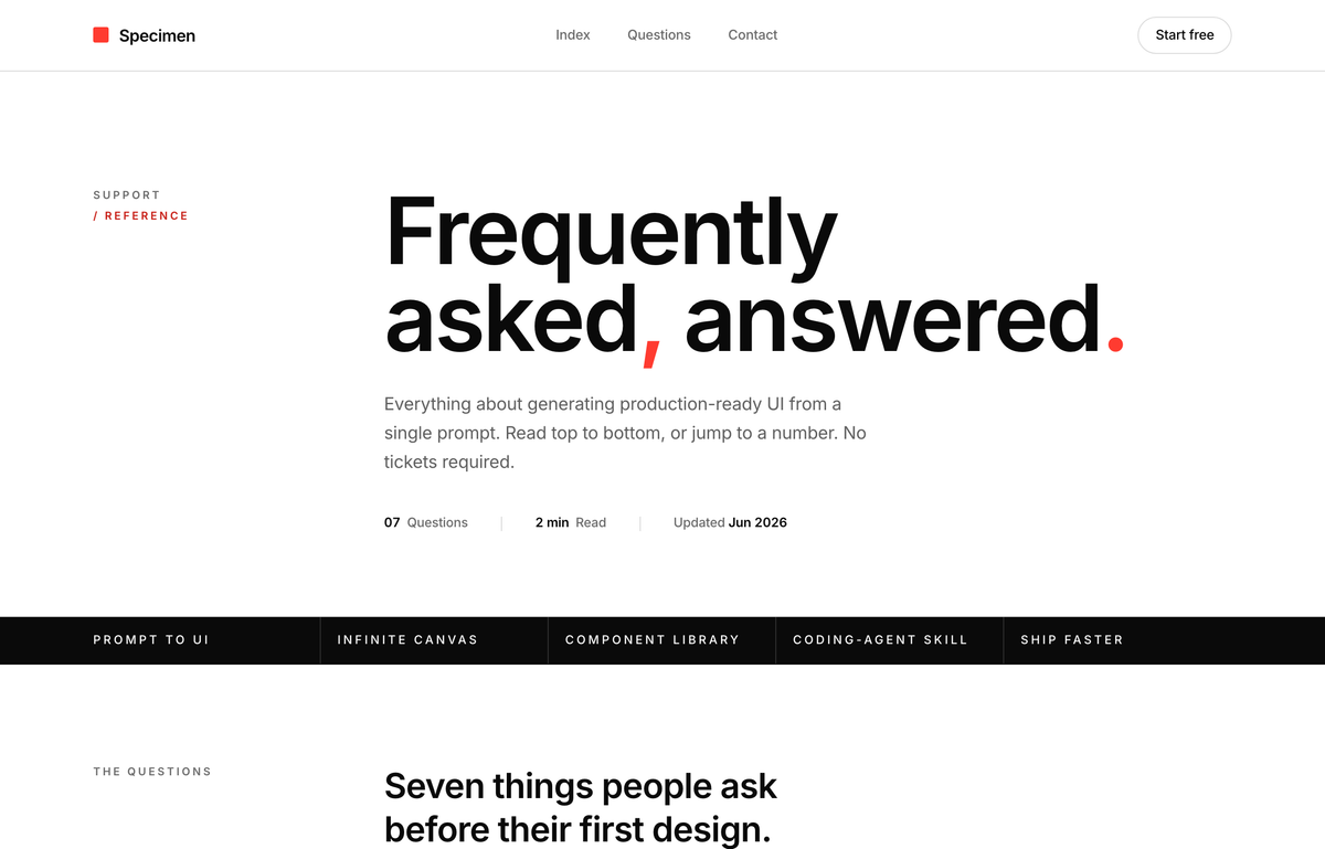 Index / FAQ — Numbered Swiss (International Typographic) preview