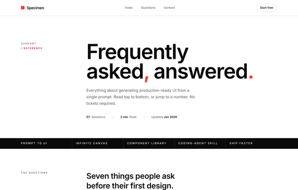 Index / FAQ - Numbered Swiss (International Typographic) preview