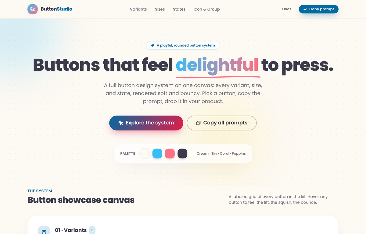 Button Studio — A Playful Button System preview