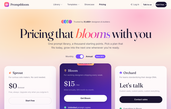 Aurora Bloom SaaS Pricing preview