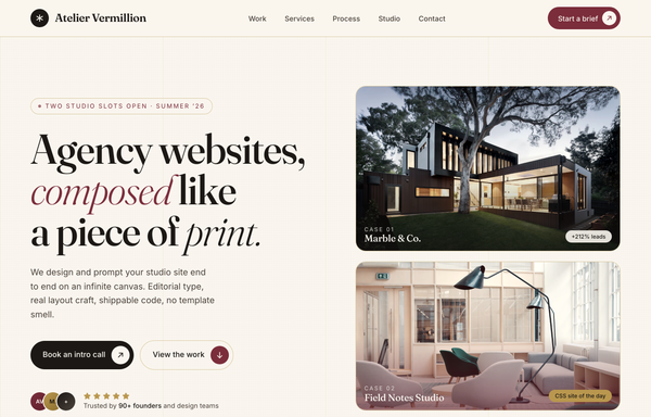 Atelier Vermillion - Editorial Burgundy Agency Website preview