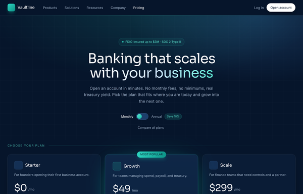 Midnight Navy Fintech Pricing preview