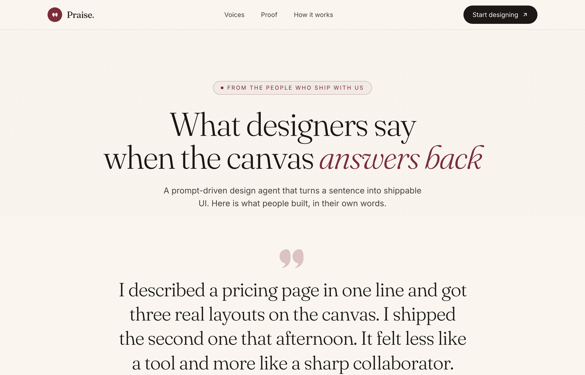 Praise — What designers say when the canvas answers back preview