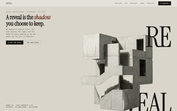 Animated Landing Page: Cut-Out Subject Rising Between Two Lines of Split Display Type