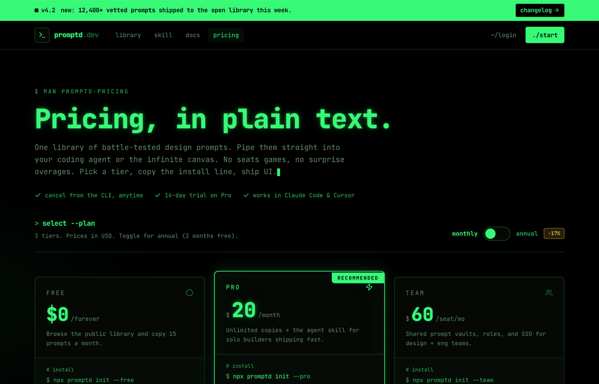 Electric Phosphor Terminal Dev-Tool Pricing preview