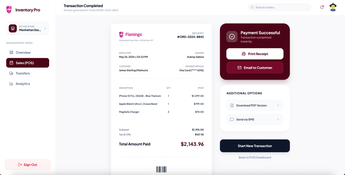 Order Receipt preview