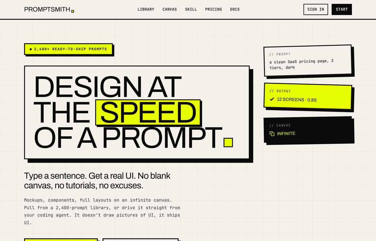 SPEED OF A PROMPT — Acid-Brutalist Hero preview