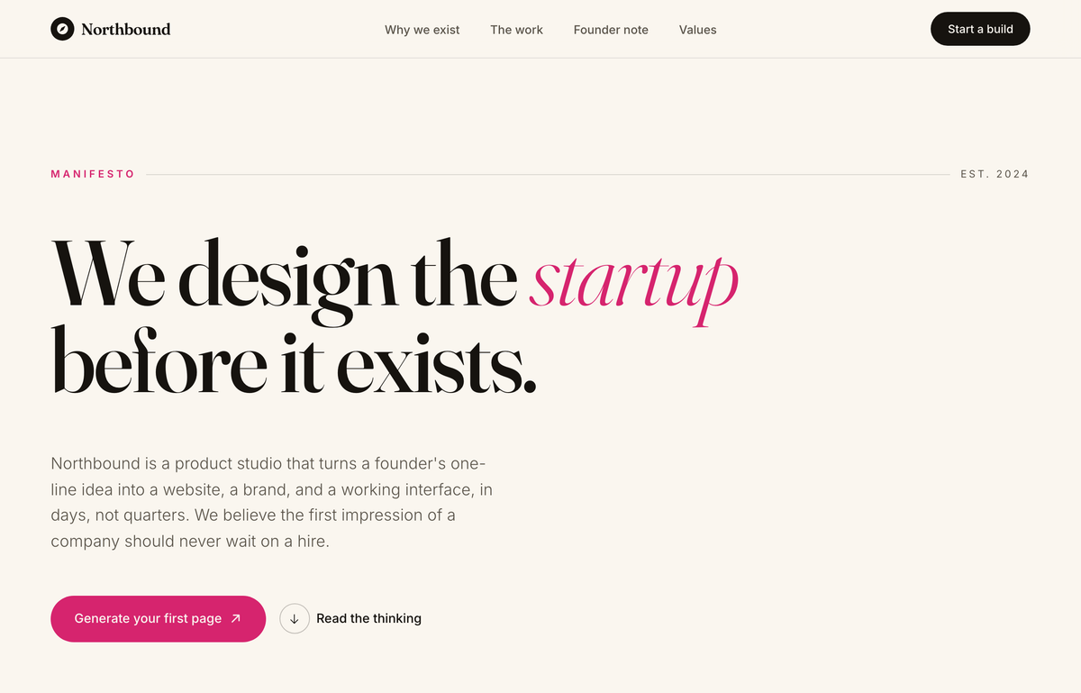Northbound — We Design the Startup Before It Exists preview
