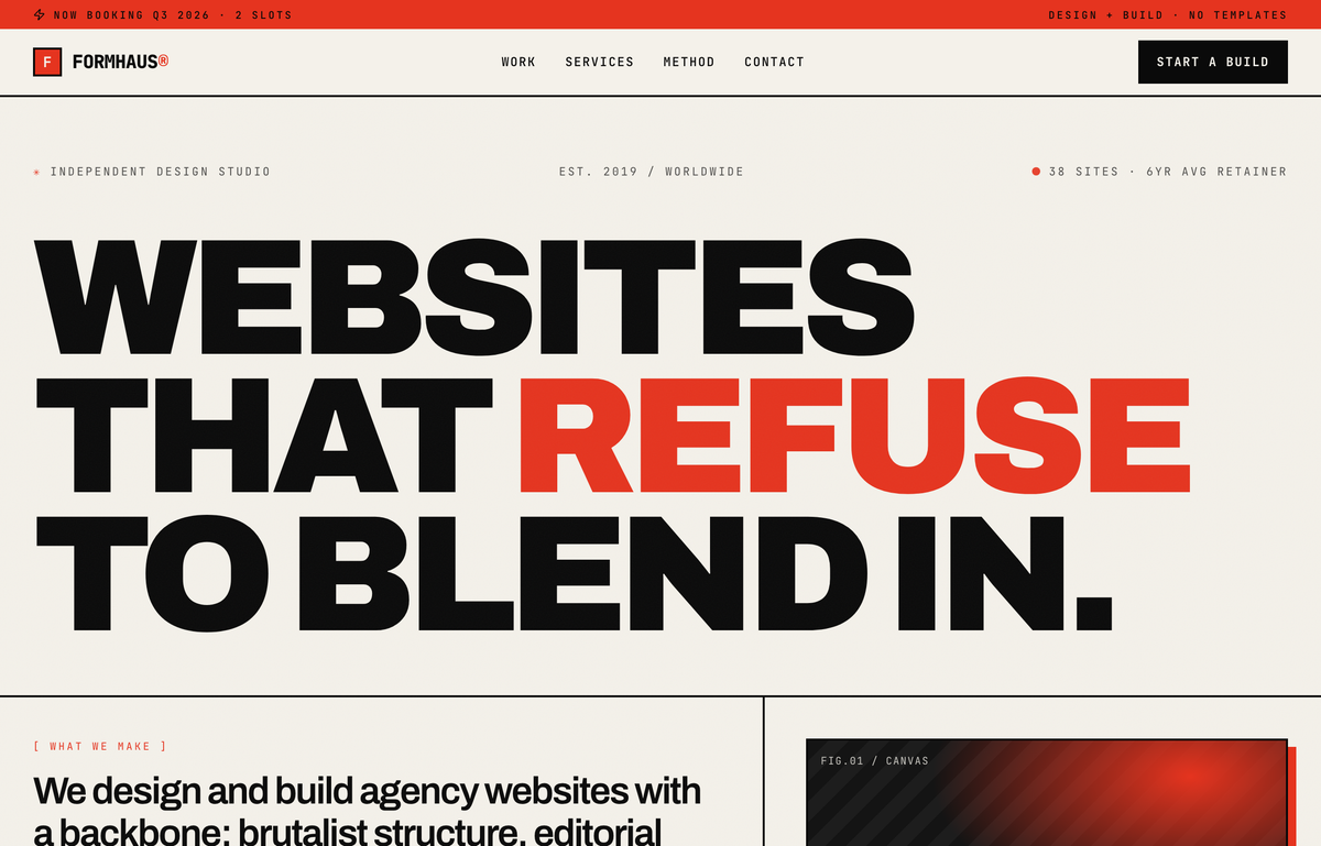 FORMHAUS — Agency Website (Brutalist Red) preview