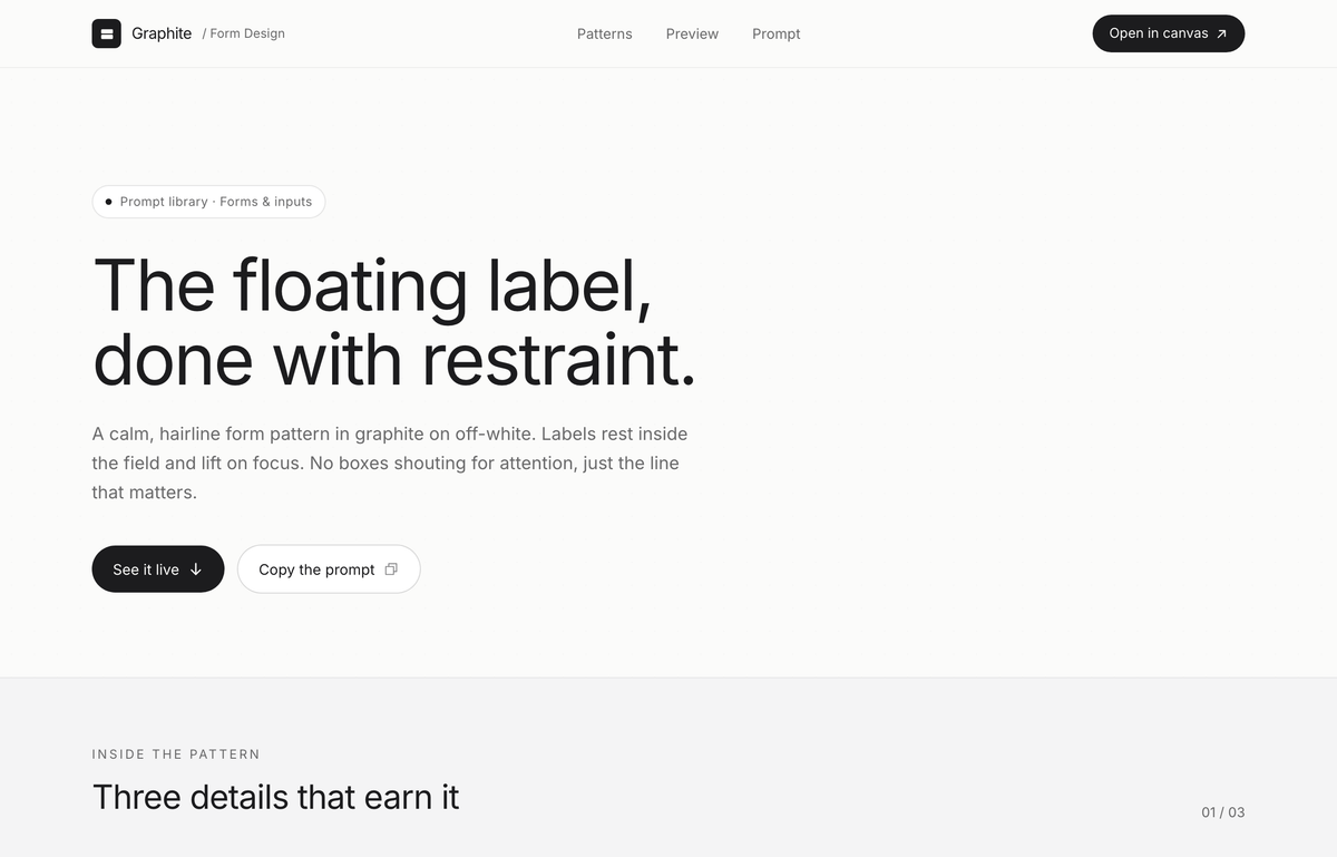 Graphite · Floating-Label Form Design preview