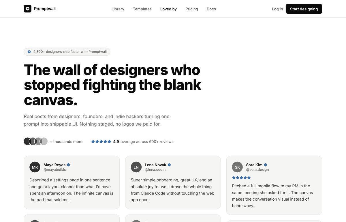 Loved by builders — Promptkit testimonial wall (mono tweet wall) preview