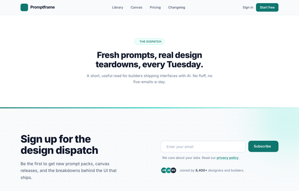 The Dispatch - Deep-Teal Newsletter Capture CTA preview