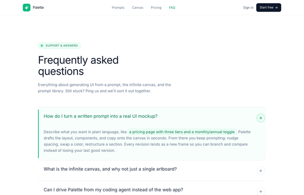 Palette - FAQ (Classic Accordion, Emerald) preview