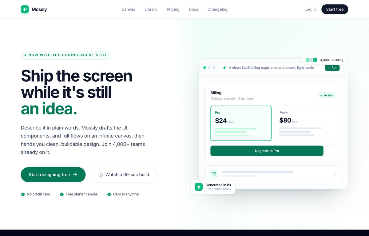 Split-image CTA — emerald (Mossly), legibility-fixed preview