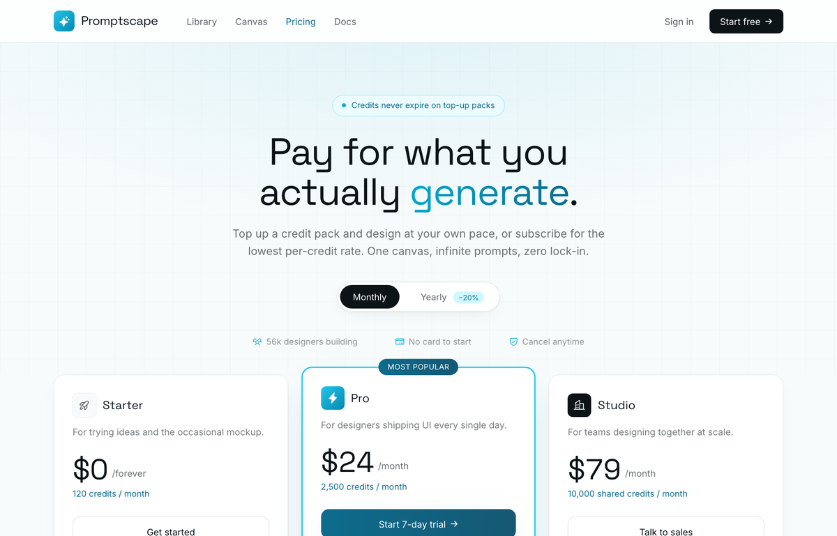 Electric Cyan Credits-and-Tiers Pricing preview