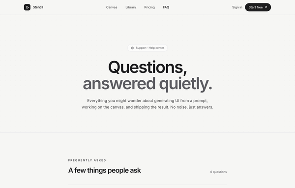 Quiet Answers - Graphite Minimal FAQ preview