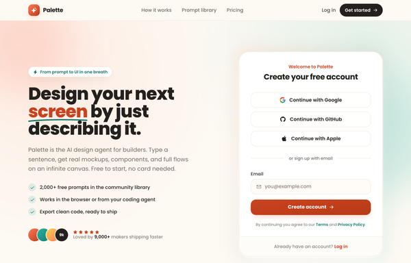Palette - Social-first friendly sign-up preview