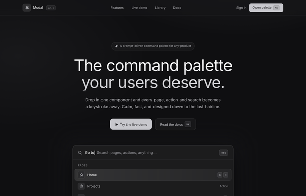 Modal - the command palette your users deserve preview
