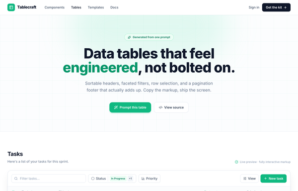 Tablecraft - Data Tables That Feel Engineered, Not Bolted On preview